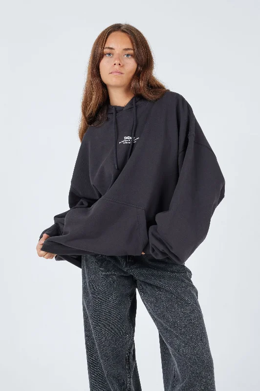 Siri Hoodie - Off Black World Hoodie with Elastic Cuffs Stretchable Comfortable