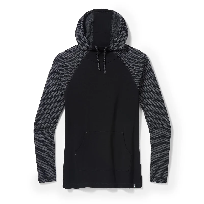Smartwool Women's Thermal Merino Drape Neck Hoodie In Black Dot Hoodie with Pastel Soft Subtle