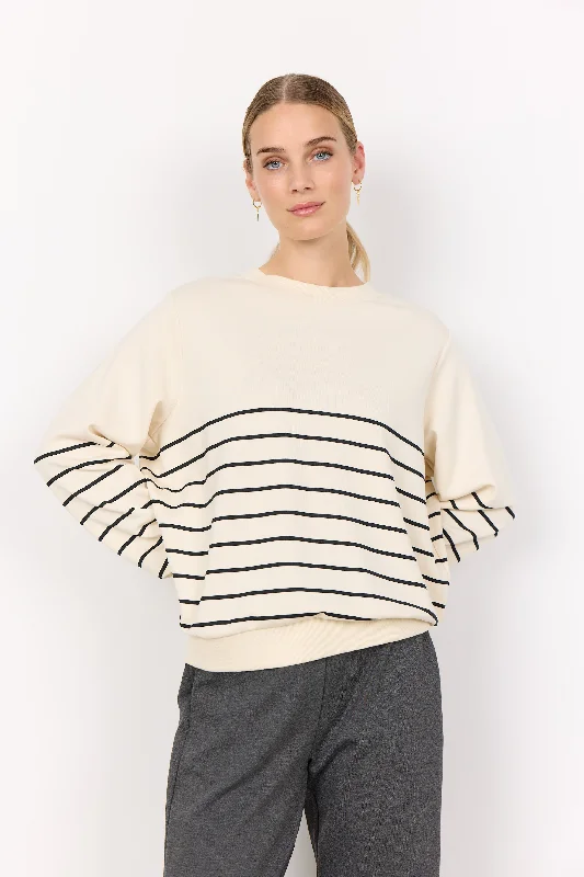 Soya Concept Barni Striped Sweatshirt Hoodie with Raglan Sleeves Sporty Comfortable