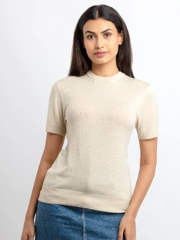 Women's Solid Round Neck Sweater Transparent Opaque Sheer