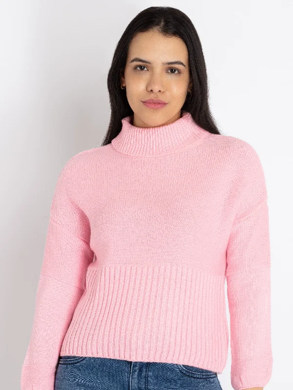 Womens Solid Turtle Neck Sweater Modern Contemporary Chic