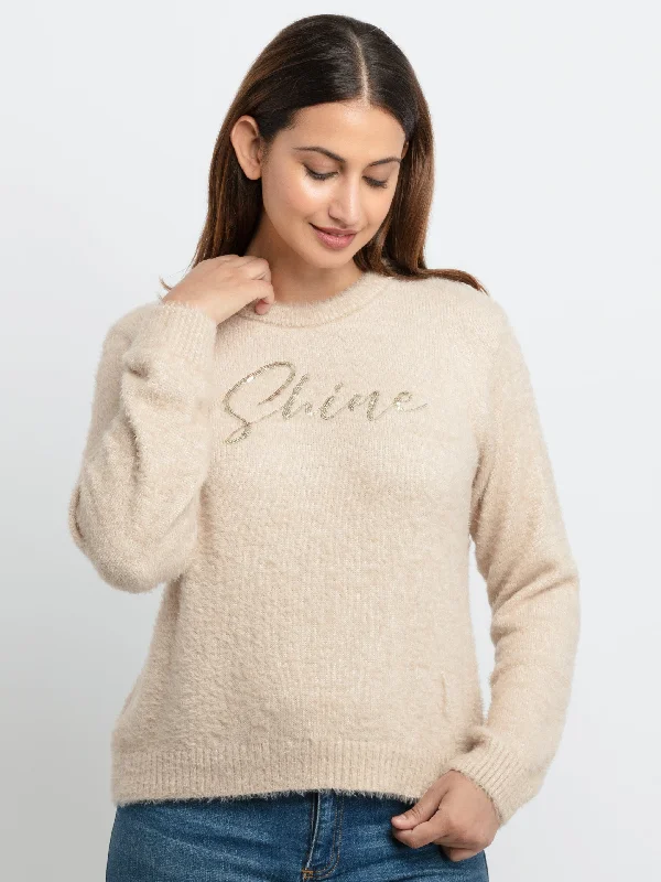 Womens Structure Knit Round Neck Sweater Handmade Hand-knitted Hand-woven