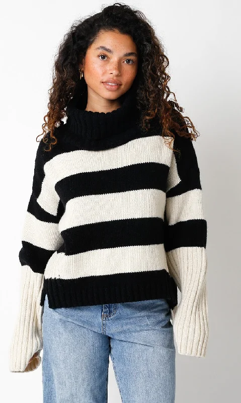 Stripe Turtleneck Sweater Machine Wash Dry Clean Hand Wash