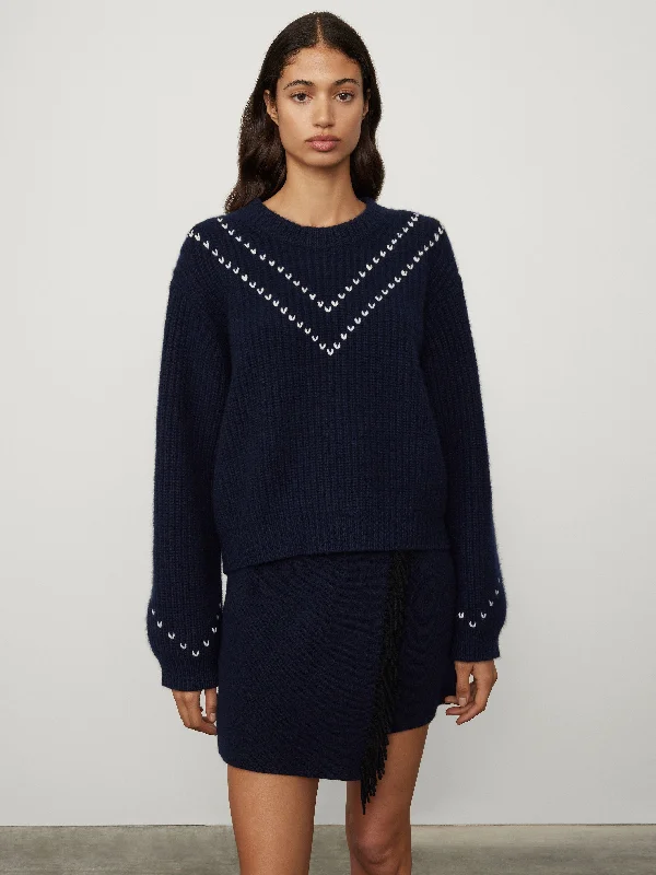 The Thelma Sweater Herringbone Houndstooth Plaid