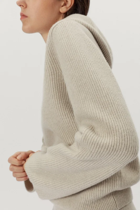 The Woolen Ribbed Hoodie Hoodie with Crew Neck Simple Timeless
