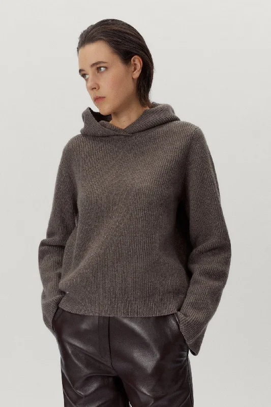 The Woolen Ribbed Hoodie Hoodie with Double Zipper Versatile Adjustable