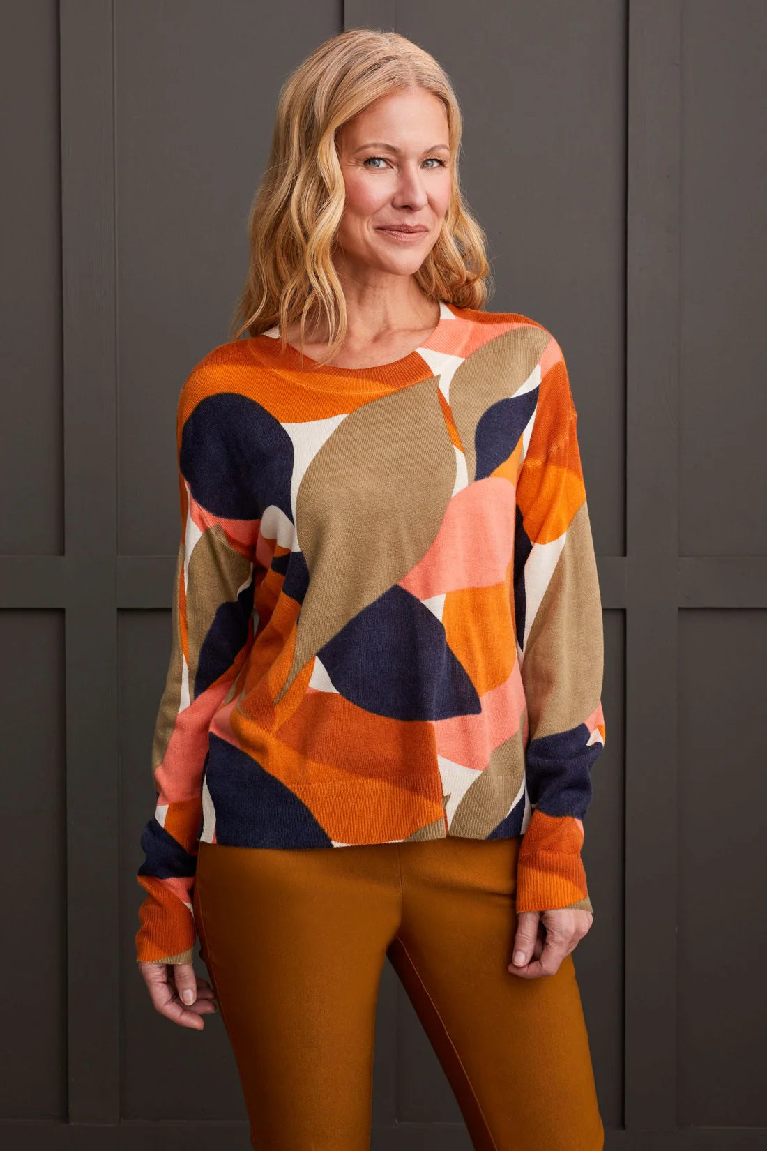 Tribal Crew Neck Printed Sweater Thin Thick Dense
