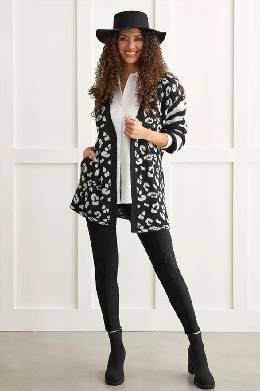 Tribal Double Knit Cardigan Sweater Collared Crew Neck Turtle Neck