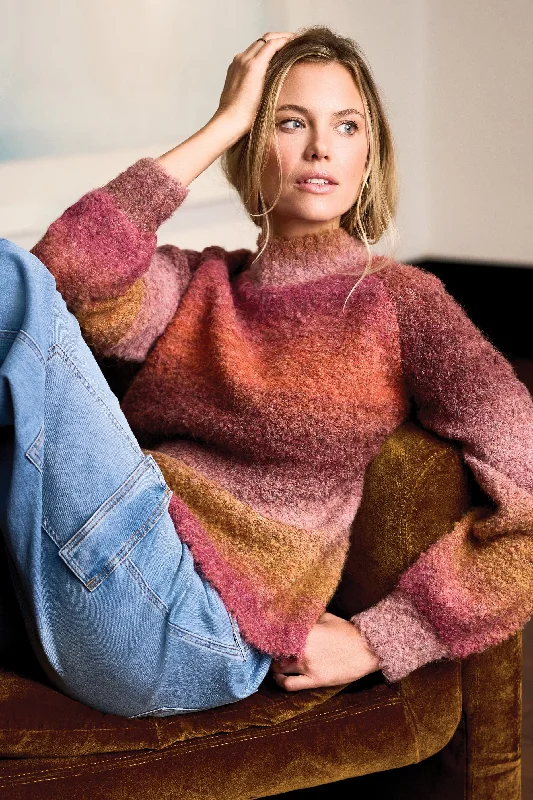 Tribal Mock Neck Sweater Silk Blend Satin Velvet