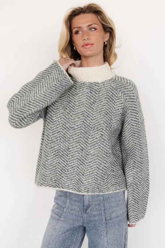 Trisha Knit Sweater | Balsam Stripe Fleece Fabric Down Fabric Feather Fabric