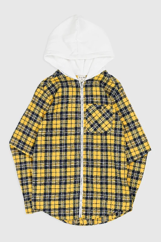 Unisex Rework Hooded Flannel - XS Hoodie with Ribbed Neckline Snug Warm