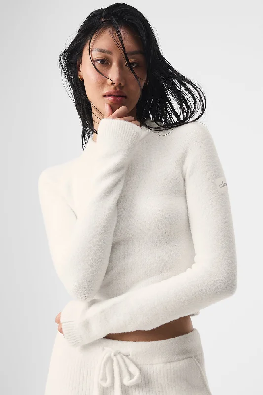 Snuggle Up Sweater Long Sleeve - Ivory High Neck Crew Neck V-Neck