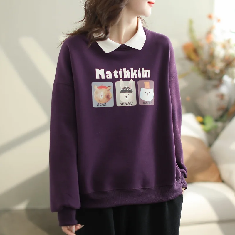 Women Fashion Casual Polo Neck Loose Sweater Spandex Blend Rayon Blend Denim Blend