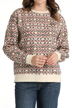 Women's Cinch Printed Sweatshirt - Multi Hoodie with Illustration Artistic Creative