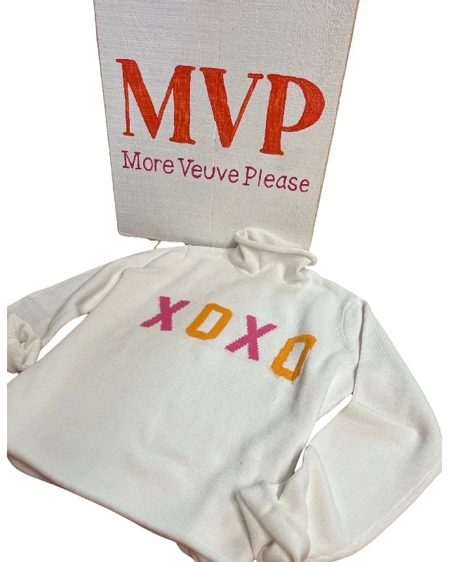 XOXO Mock Neck Cotton Sweater Solid Color Striped Floral Print