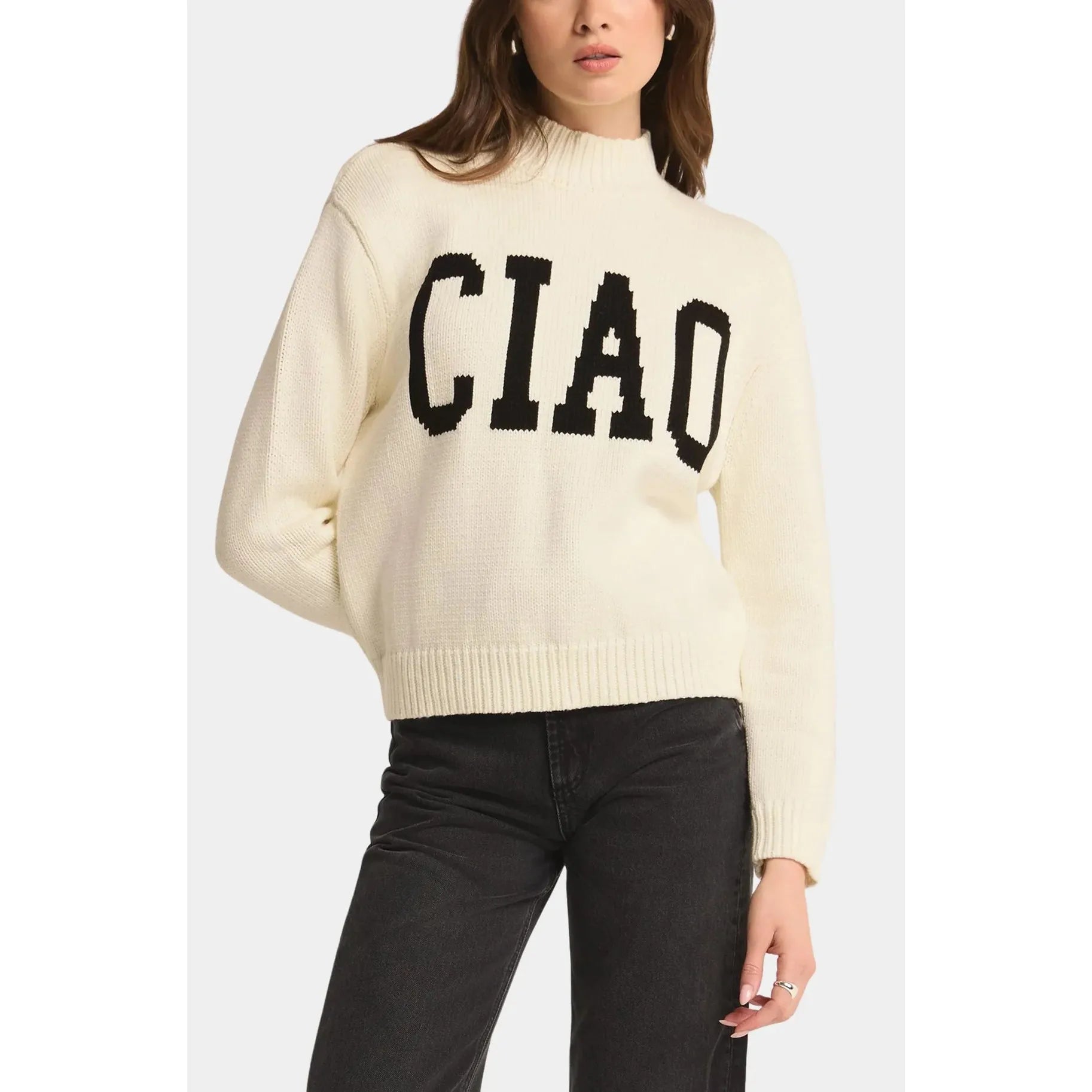 Z Supply Ciao Intarsia Sweater Satin Fabric Silk Fabric Chiffon Fabric