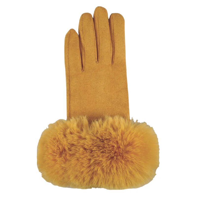 Jeanne Simmons Accessories Faux Fur Cuff Mustard Gloves (Women's) Fashionable Raw Edge Jeans Jeanne Simmons Accessories Faux Fur Cuff Mustard Gloves (Women's) Fashionable Raw Edge Jeans