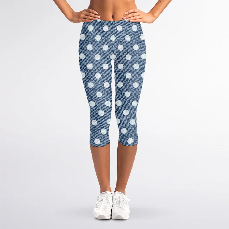 Polka Dot Denim Jeans Pattern Print Women's Capri Leggings Stylish Relaxed Fit Skinny Jeans Polka Dot Denim Jeans Pattern Print Women's Capri Leggings Stylish Relaxed Fit Skinny Jeans