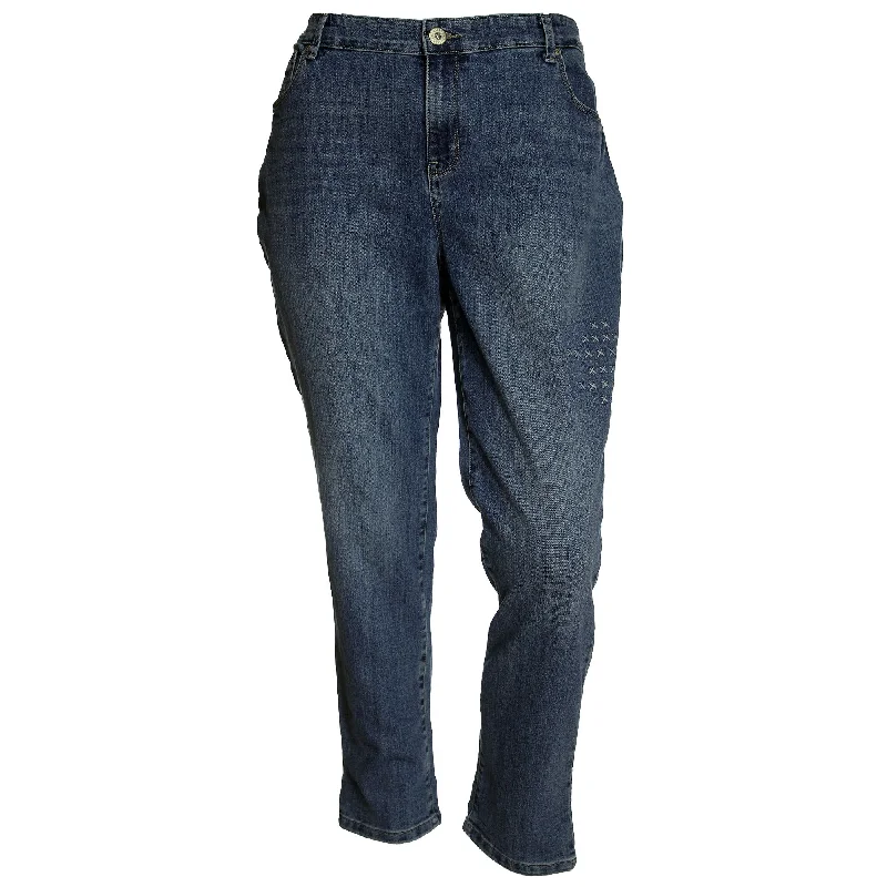 Style & Co Blue Denim Mid-Rise Embroidered Boyfriend Jeans Trendy Colored Denim Jeans Style & Co Blue Denim Mid-Rise Embroidered Boyfriend Jeans Trendy Colored Denim Jeans