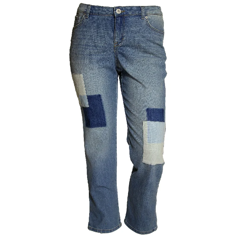Style & Co Blue Patchwork Mid-Rise Boyfriend Cropped Denim Jeans Casual Wide-Legged Denim Jeans Style & Co Blue Patchwork Mid-Rise Boyfriend Cropped Denim Jeans Casual Wide-Legged Denim Jeans