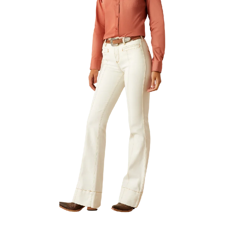 Ariat Women's High Rise Larissa Slim Trouser Ecru Jeans Casual Wide-Legged Denim Jeans Ariat Women's High Rise Larissa Slim Trouser Ecru Jeans Casual Wide-Legged Denim Jeans