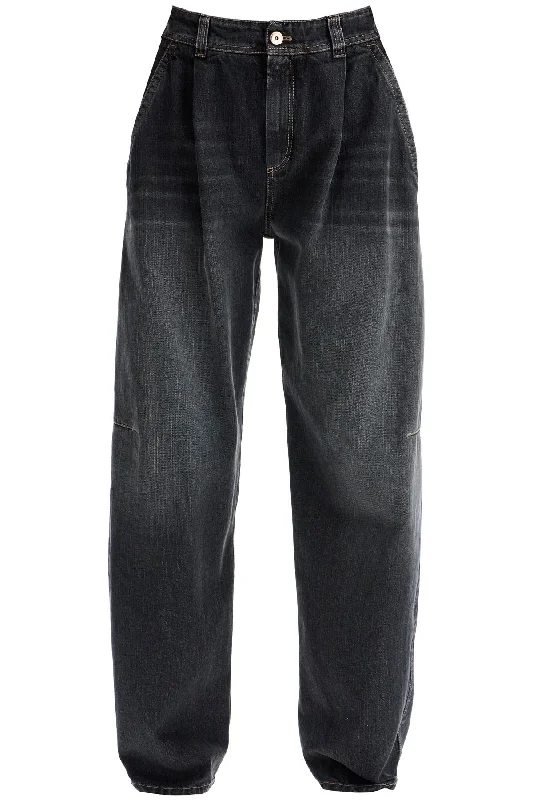 Curved Leg Jeans For A  - Black Cozy Relaxed Fit Jeans