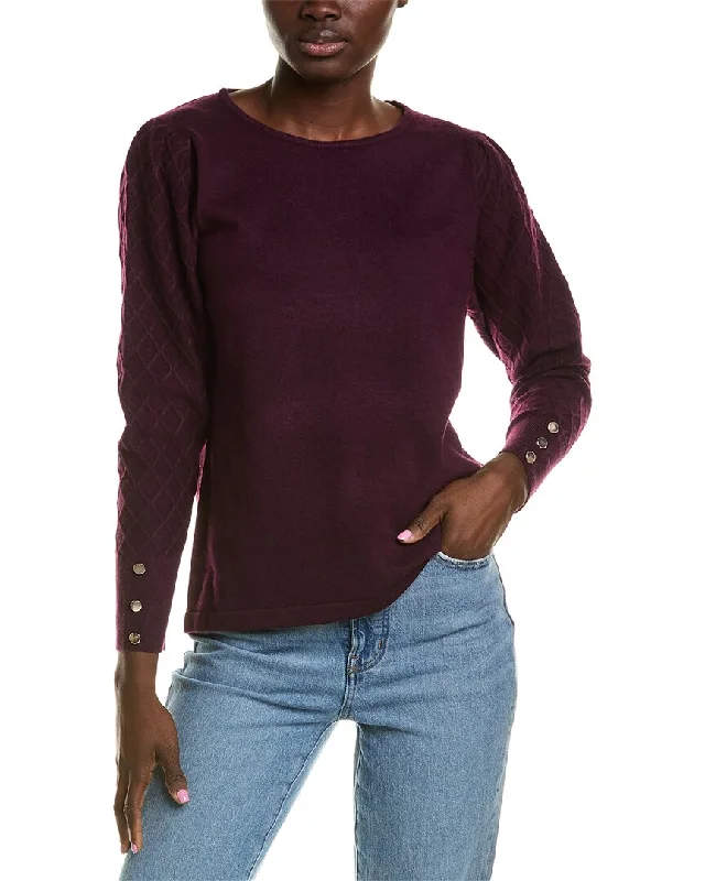 Anne Klein Diamond Stitch Sweater Fleece Sweater Nylon Polyester