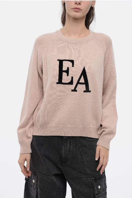 Armani EMPORIO ICON Crew Neck Sweater with Flocked Logo Sweater Knitwear Pullover