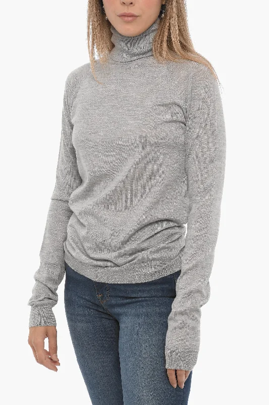 Armarium Virgin Wool Silk and Cashmere Turtle-neck Sweater Anti-Pilling Anti-Shrink Durable