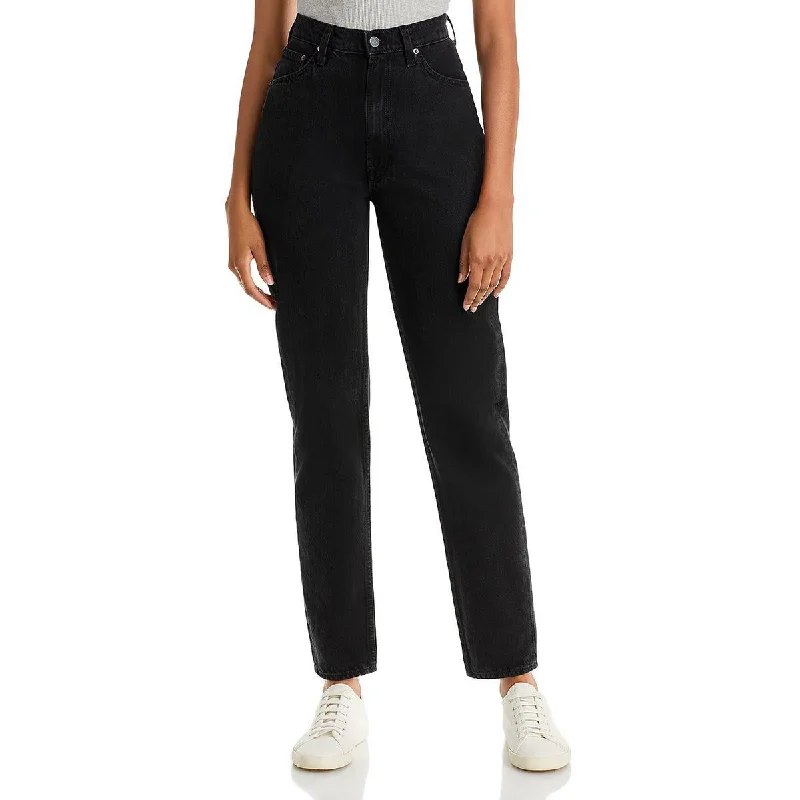 Snacks Womens Cotton Ankle Straight Leg Jeans Elegant Tapered Leg Denim