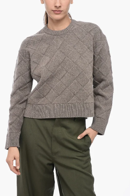 Bottega Veneta Braided Wool Blend Crewneck Jumper Spandex Blend Rayon Blend Denim Blend