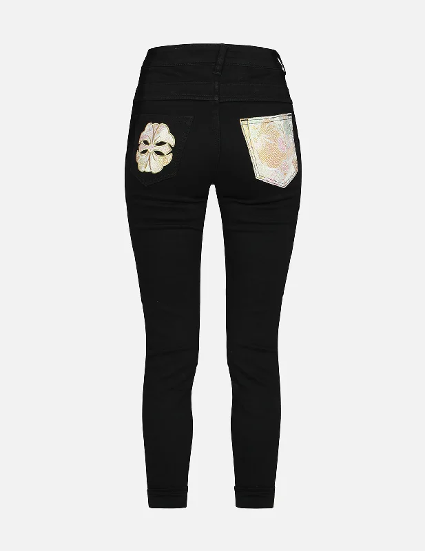 Brocade Kamon and Floral Flow Skinny Fit Jeans Comfortable Distressed Straight-Leg Jeans Brocade Kamon and Floral Flow Skinny Fit Jeans Comfortable Distressed Straight-Leg Jeans