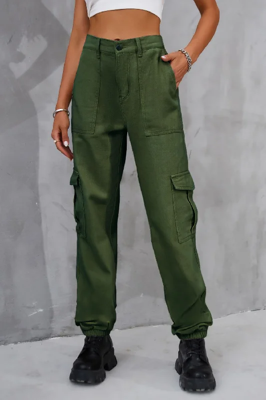 Buttoned High Waist Jeans with Pockets Fashionable Mom Jeans