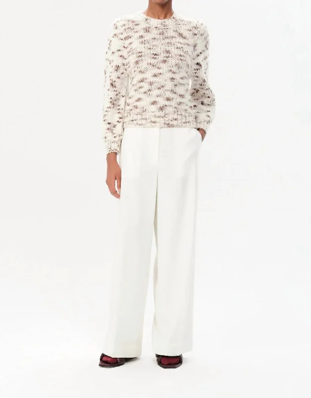 Charlone Bora Pullover Sweater In Off White Spandex Rayon Corduroy