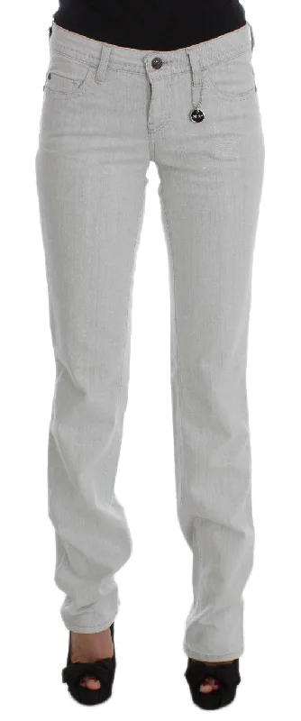 Chic Gray Slim Fit Designer Jeans Elegant Dark-Wash Bootcut Jeans