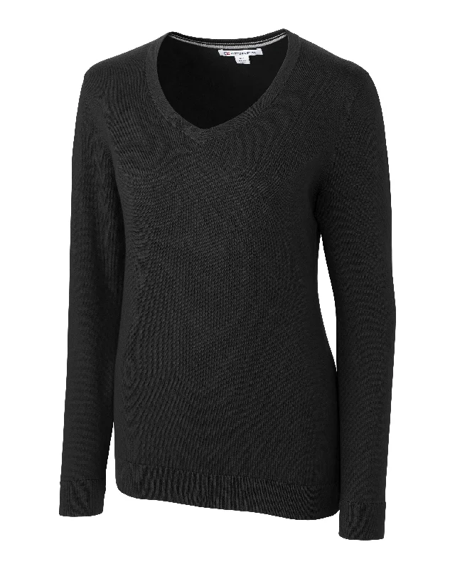 Cutter & Buck Lakemont Tri-Blend Womens V-Neck Pullover Sweater Slim Fit Regular Fit Oversized