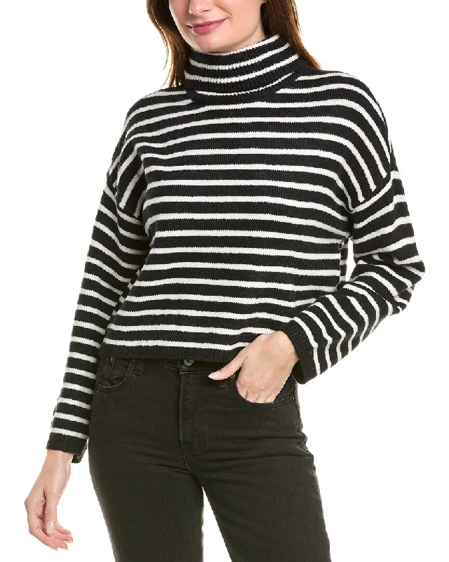 Design History Mock Neck Sweater Striped Floral Plaid