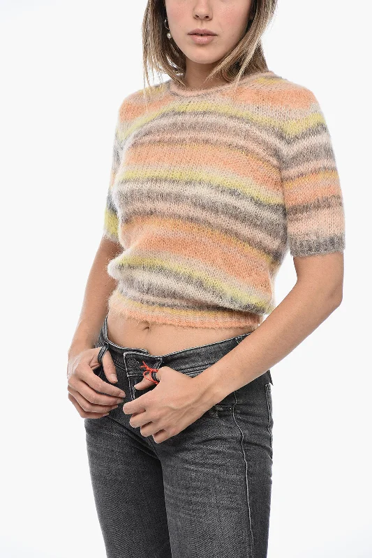 Diesel Stripped M-ICAELA Sweater with Brushed Effect Velvet Chenille Corduroy