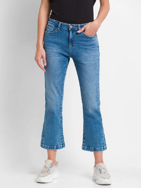 Spykar Light Blue Lycra Flare Fit Ankle Length Jeans For Women (Elissa) Comfortable Full-Length Denim Jeans Spykar Light Blue Lycra Flare Fit Ankle Length Jeans For Women (Elissa) Comfortable Full-Length Denim Jeans