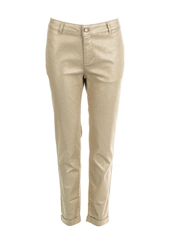 Eva Kayan Metallic Shimmer Skinny Jeans, Gold Fashionable Slouchy Fit Jeans