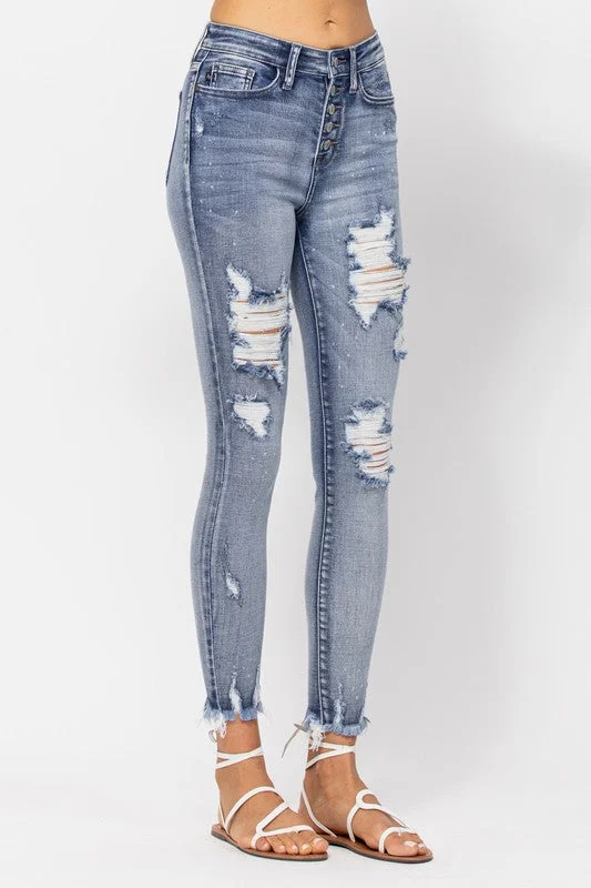 For The Win Skinny Jeans Fashionable Raw Hemmed Jeans