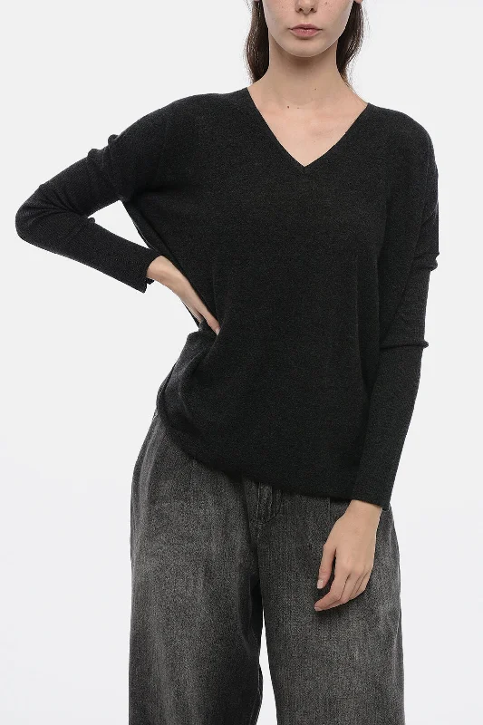 Gentryportofino Cashmere Oversized Sweater with Ribbed Sleeves Long Sweater Short Sweater Cropped Sweater