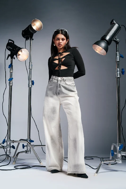Grey Havoc Wide Leg Jeans Cozy Stretch High-Waist Jeans