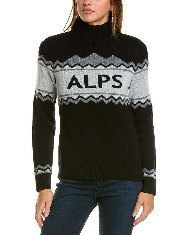 Hannah Rose Alps Turtleneck Wool & Cashmere-Blend Sweater Transparent Opaque Sheer