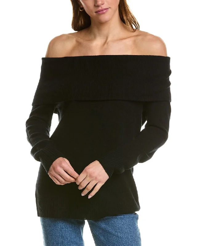 Hannah Rose Cowl Wool & Cashmere-Blend Sweater Front Pockets Side Pockets Patch Pockets