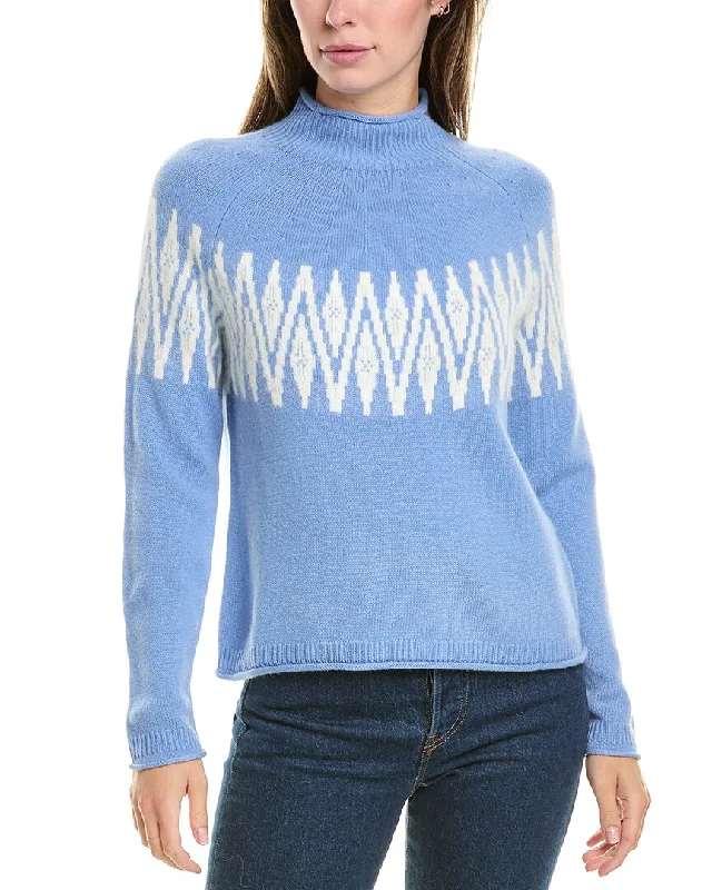 Hannah Rose Sunburst Fairisle Raglan Wool & Cashmere-Blend Sweater Bright Pastel Dark