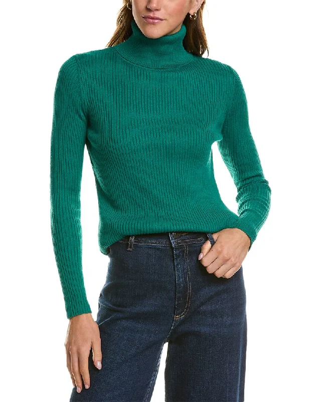 Hannah Rose Turtleneck Cashmere-Blend Sweater Denim Fabric Leather Fabric Suede Fabric