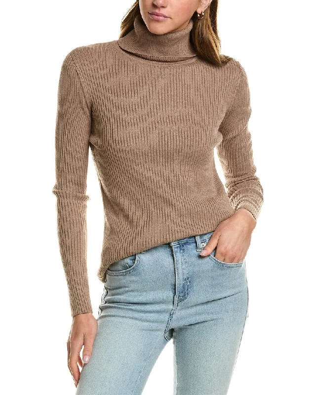 Hannah Rose Turtleneck Cashmere-Blend Sweater Iron Safe Non-Iron Wrinkle Free