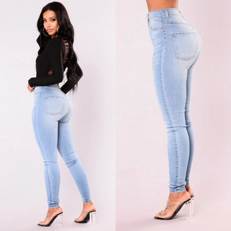 High Waist Stretch Jeans Trendy Button-Up High-Waist Jeans