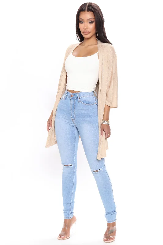 Kiara Slit Knee Stretch Skinny Jeans - Light Blue Wash Comfortable Zip-Fly Denim Jeans Kiara Slit Knee Stretch Skinny Jeans - Light Blue Wash Comfortable Zip-Fly Denim Jeans